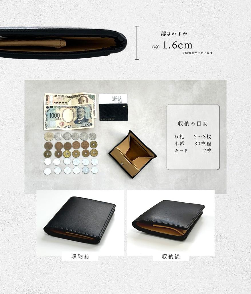 Genuine Leather Coin Purse, Slim, Compact, Box-Shaped, Small, Visible, Card Slots, Snap Button, Men's (Orient Green)