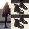 Real soft leather thick-soled Martin boots for women's 2025 new spring, autumn and winter velvet British wind fried street small short boots