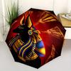 Anubis, Ägyptisches Thema 8 Knochen Hand Automatischer Faltschirm, Kompaktes und Tragbares Design, Ein Perfektes Geschenk für Geburtstag, Weihnachten