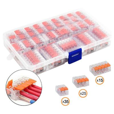 75Pcs/1Box Electrical Lever Wire Connectors 2 Port 3 Port 5 Port Electric Cable Clamp Quick Wire Terminal Connector