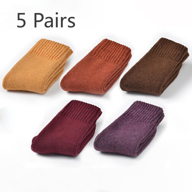 

5 пар женских осенне-зимних теплых носков-колец для волос с защитой от холода, сохраняющих тепло, однотонных, супер толстых, без рукавов 5 Pairs