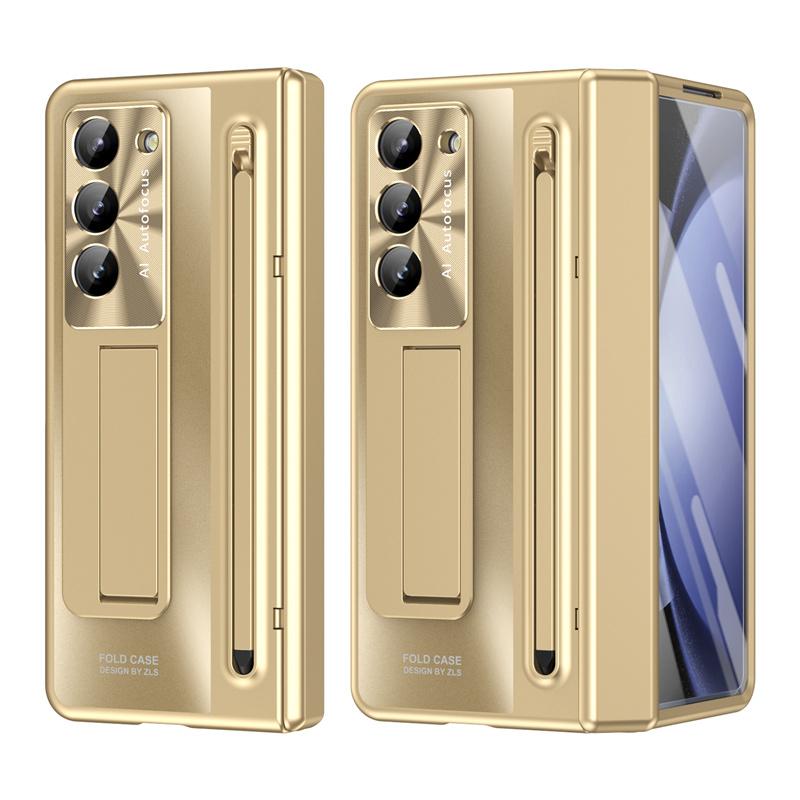 Dla Samsung Galaxy Z Fold 7 6 5 4 360° Pełna Ochrona Zawiasu Etui na Telefon Folia ze Szkła Hartowanego Z Rysikiem Składany Uchwyt Pokrowiec For Galaxy Z Fold 4