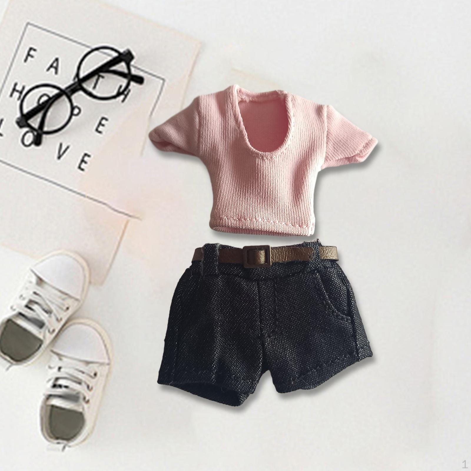 

1/12 масштаб экшн-фигурки одежда футболка шорты комплект с поясом модные кукольные декорации наряды для style B