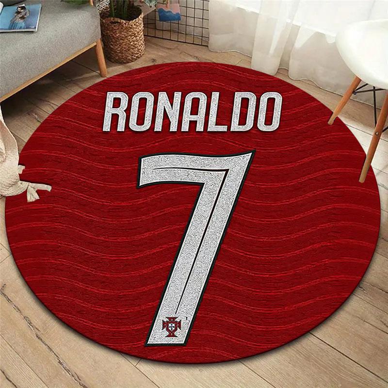 CR7 Cristiano Ronaldo Round Area Rug,Carpet Rug for Living Room Bedroom Sofa Playroom Decor,Non-slip Floor Mat