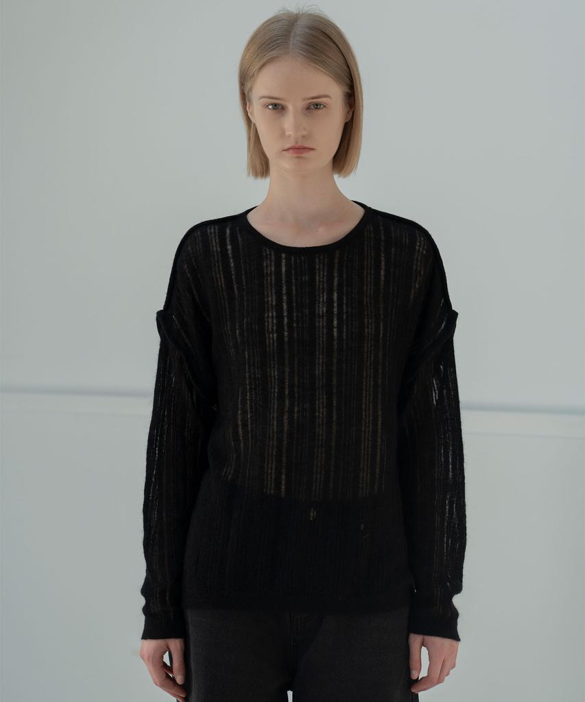 Mosyupamosyu Mohair See-Through Knit [Black]