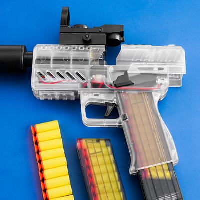 Black  White UZI Submachine Gun Electric Continuous Firing Soft Bullet Gun Can Fire Toy Gun Children's Long-range Launcher