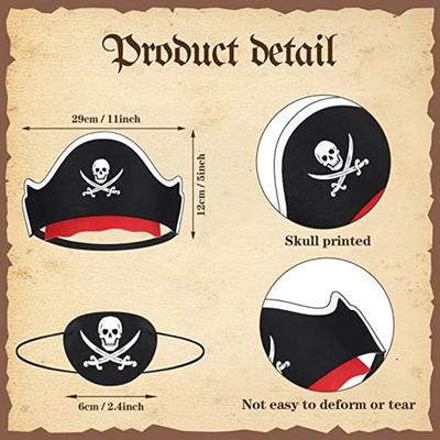 12 Stuks Piratenkapitein Hoed Doodskop Print Ooglap Kinderen Volwassenen Halloween Feest Cosplay Kostuum Pet Decoratie Requisieten