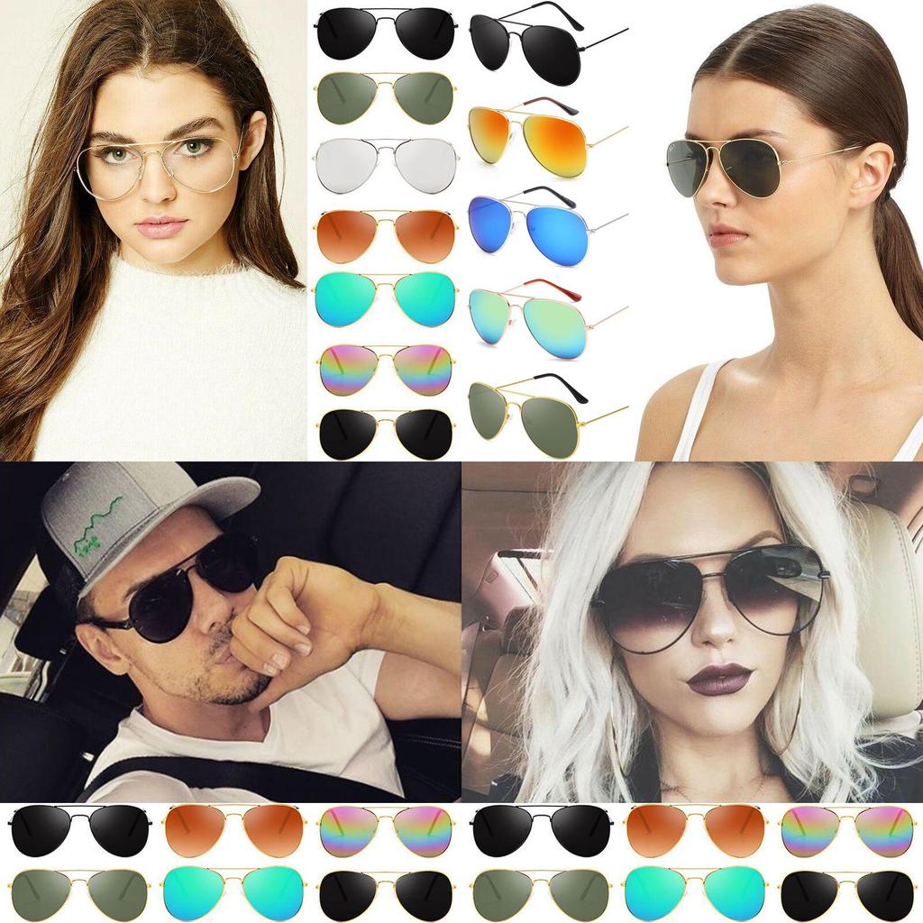 Lunettes de soleil de mode vintage surdimensionnées à verres miroir pour femmes et hommes avec monture en métal