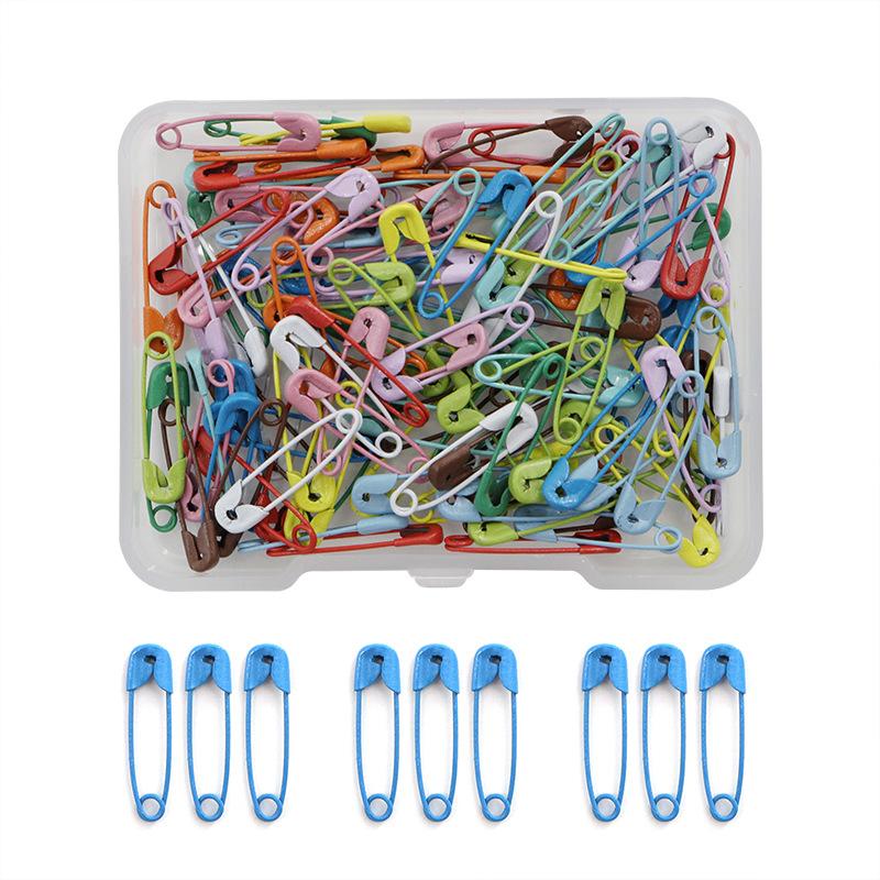 120PCS Mini Safety Pins with Storage Box 19mm Colored Safety Pins for Crafting Sewing Fastening Clip Button for Garment Hang Tag