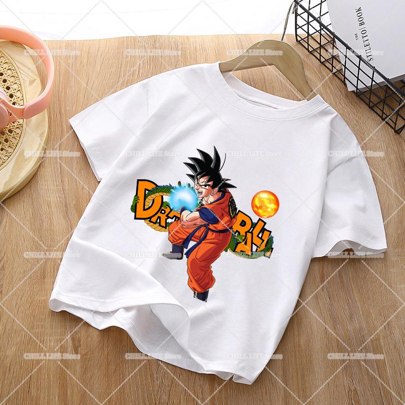 Anime Dragons Ball Children TShirts Cartoon Son Goku Short Sleeves Top Girl Boy Summer Crew Neck Tee Shirts Casual Kids Clothes