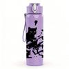 1PC Ink Style Multiple Black Cats 750ml Color Plastic Sports Water Bottle Leakproof Flip Straw Lid For Sports Office Home Use