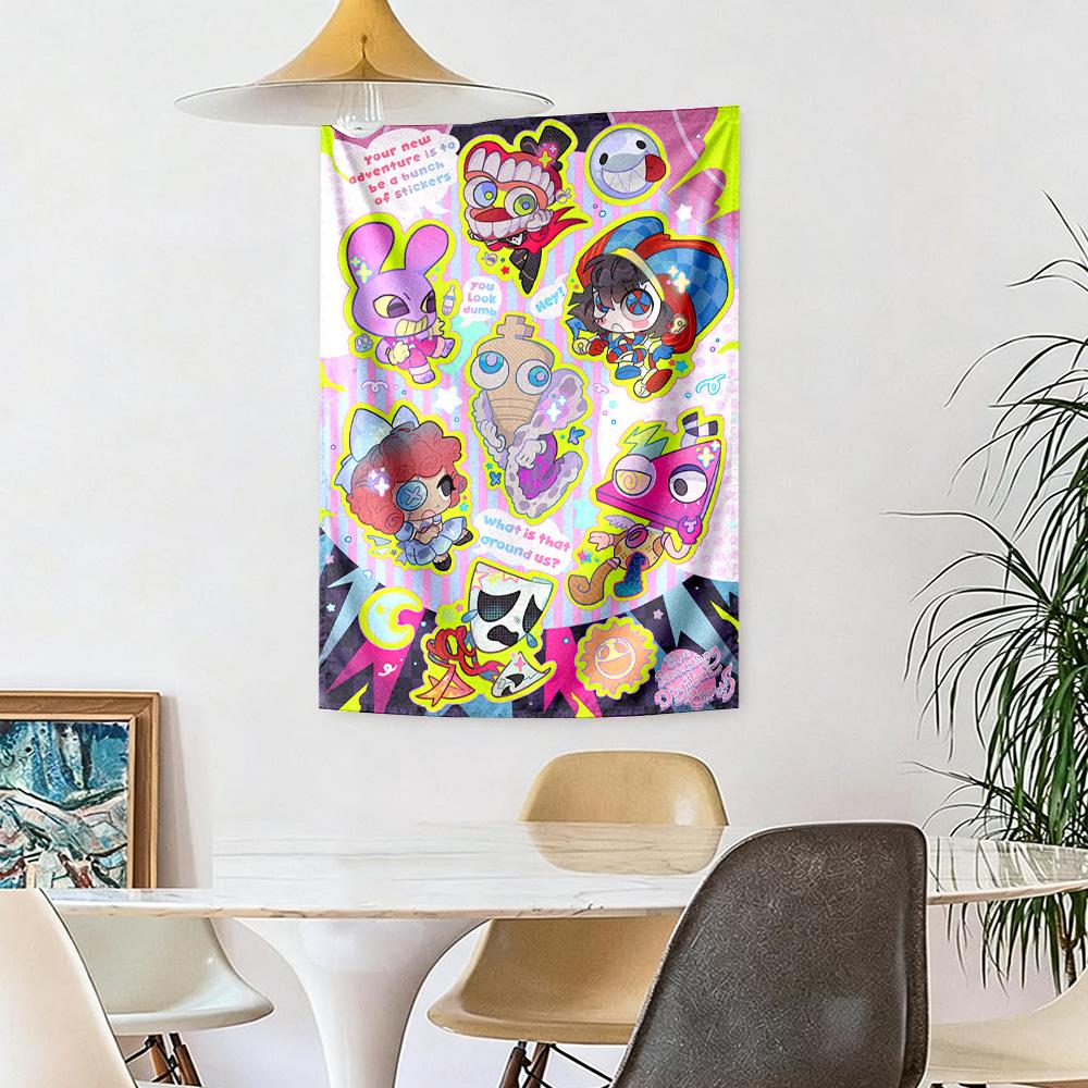 Digital Circus Wall Decor Tapestry Art For Pet Memorial Birthdaywedding Party Backdrop Family Gift