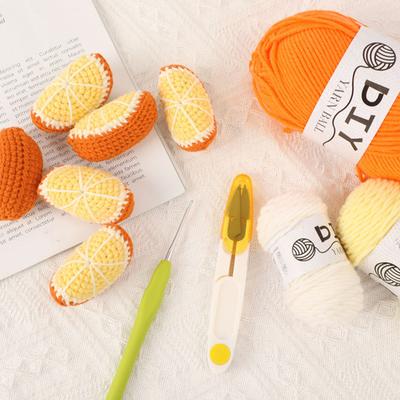 Kit de Fruta Pelable de Crochet DIY Lindo Muñeco de Fruta Naranja Realista Tejido a Mano con Instrucciones Hilo Ganchillo para Principiantes Amantes de la Artesanía