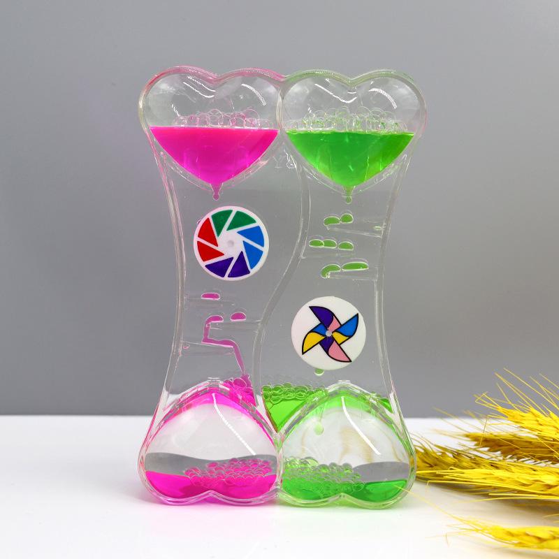 Tofarget oljedråpe timeglass - Dynamisk skrivebordsornament og studentgave