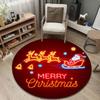 Cozy Round Christmas Multicolor Carpet, Non-Slip Floor Mat for Office