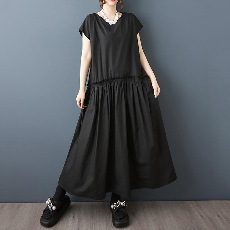 Černé vintage šaty bez rukávů ve velkých velikostech, novinka, pro ženy, ležérní volné dlouhé letní šaty