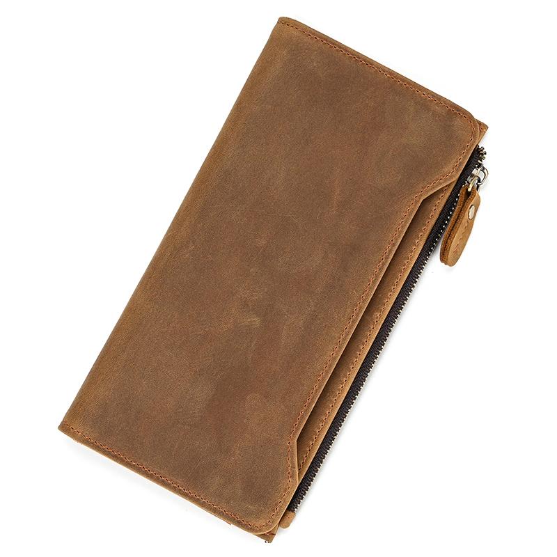 

Genuine leather cash wallets vintage leather purse men women clip purse wallet luxury designer long wallet for male female світло-коричневого кольору