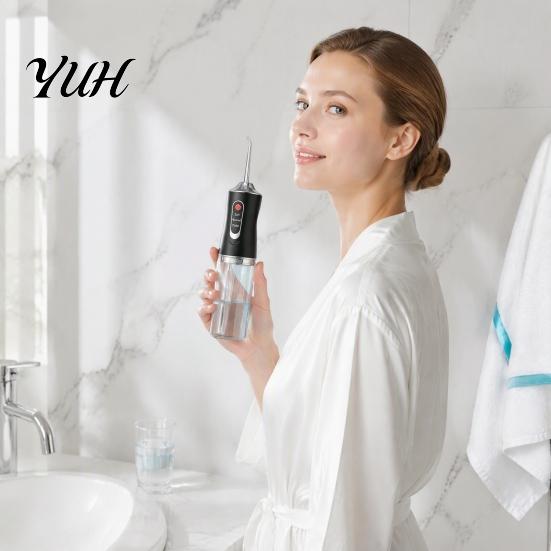 Irrigateur buccal rechargeable, jet dentaire électrique sans fil, 3 niveaux pour le nettoyage des dents avec 4 embouts de jet, Flosser