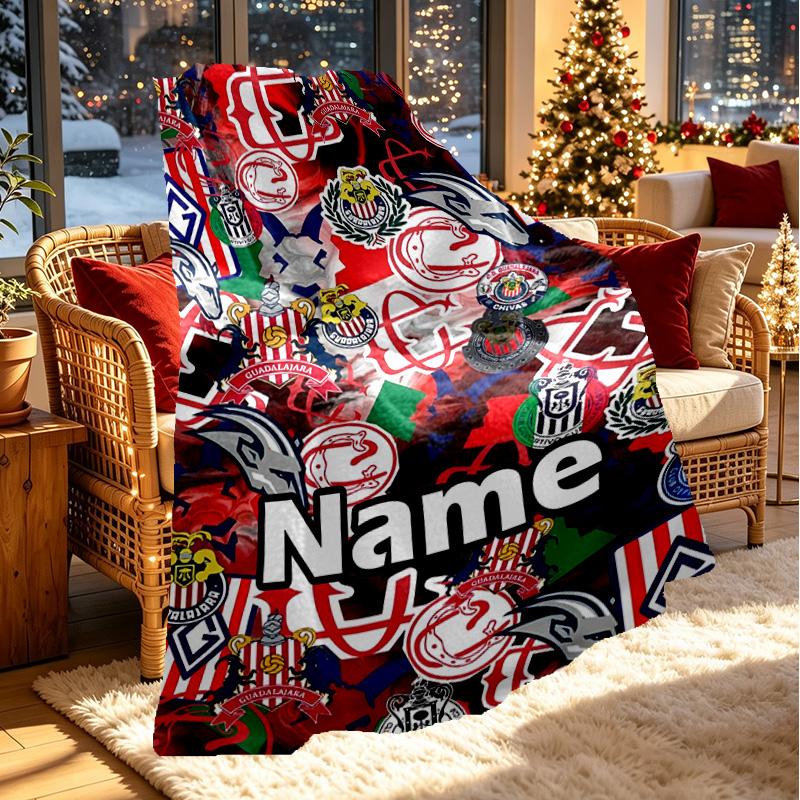 Custom Name Personalized Club Deportivo Guadalajara Print Blanket, Home Decor, Bedroom, Sofa, Camping, Couch, Gifts for Birthday ChristmasEnthusiasts