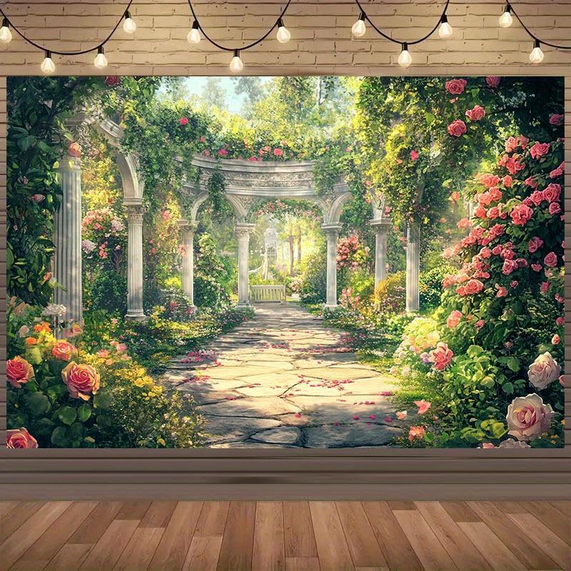 Romantic Garden Background Cloth: Experience the fragrance of nature and create a perfect festive atmosphere! 230X180