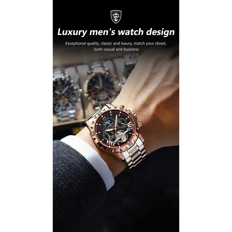 POEDAGAR Luxury Men Watch Luminous Waterproof Hollow Tourbillon Male Clock Week Date Business Automatic Mechanical Watches
