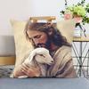 Funda de Almohada Jesús Funda de Cojín Funda de Almohada de Poliéster Decorativa para Sofá Funda de Cojín Decoración del Hogar
