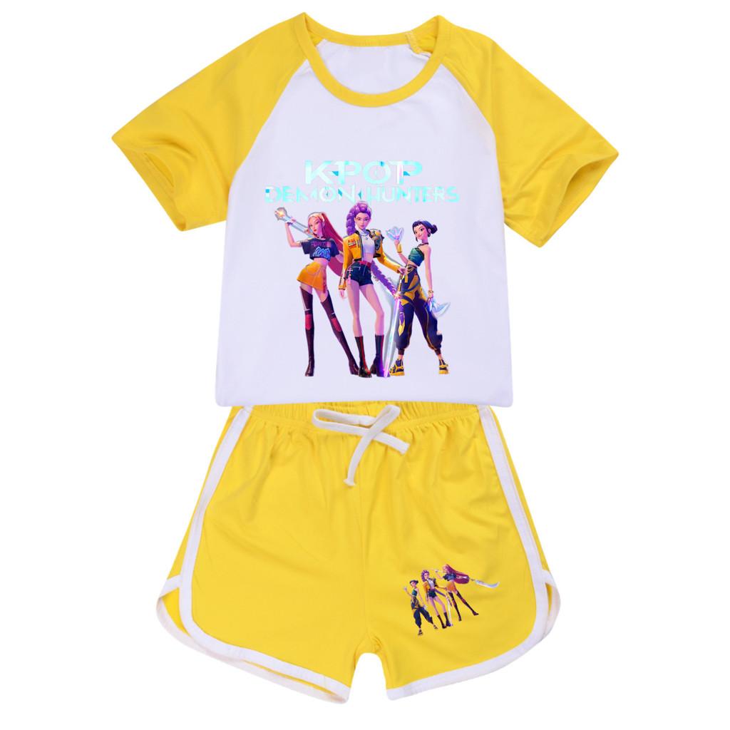 4993 Kids Girls POP Rumi Zoey Mira Print T-shirt Shorts Sport Tracksuit Clothes Set