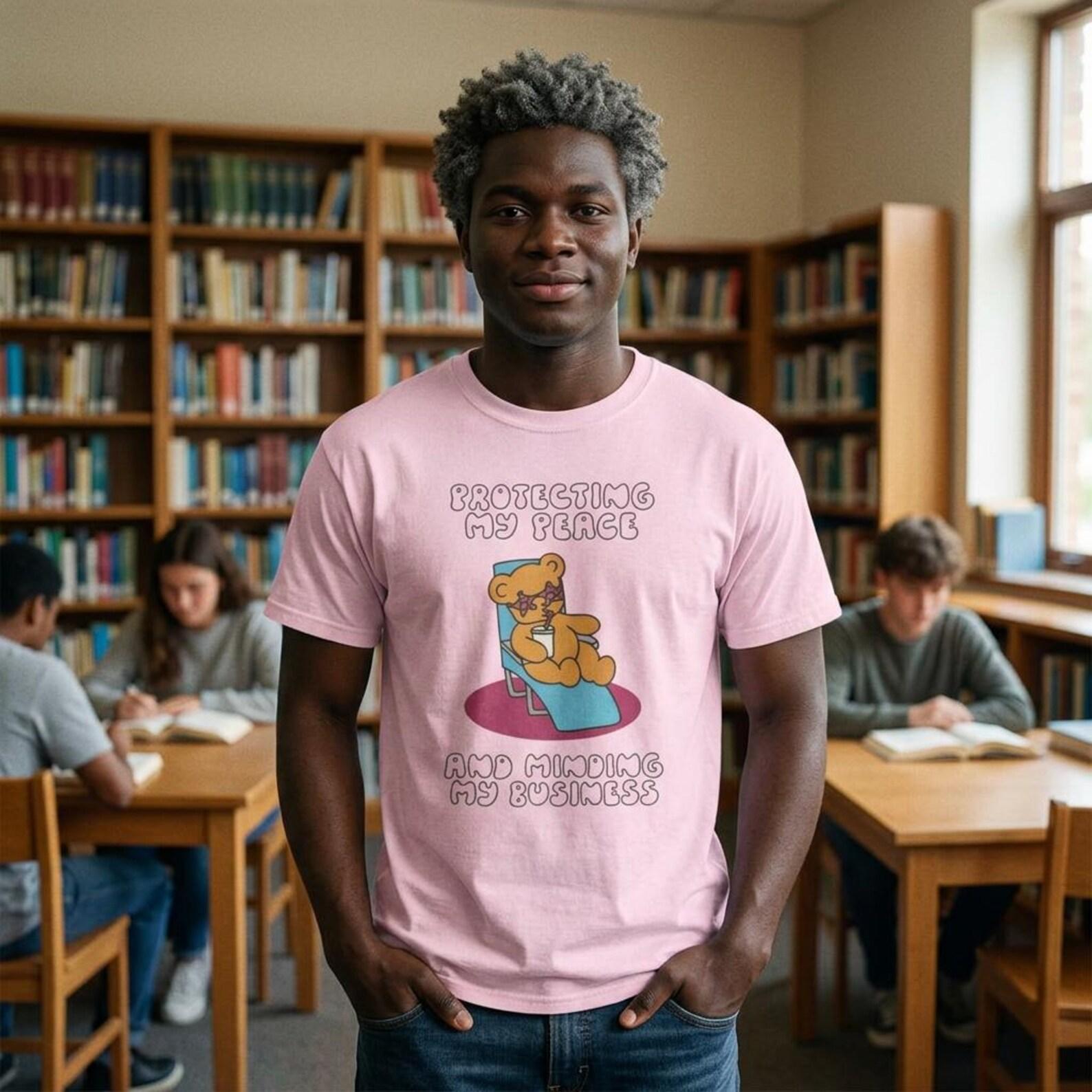 Peace bear t-shirt | Relaxing graphic tee with cute teddy bear S