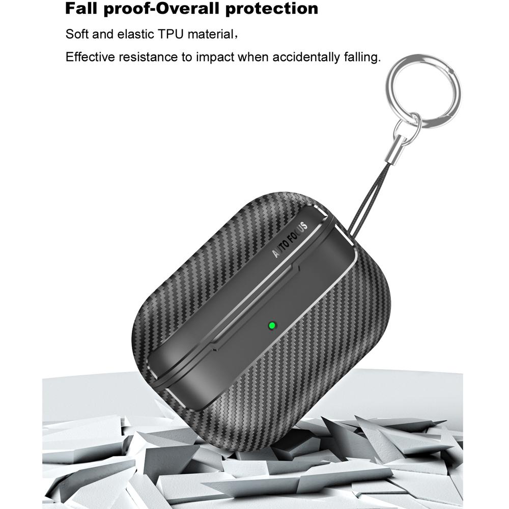 YurKem Carbon Fibre Earphone Case For Apple Airpods Pro 2 Shockproof Cover Air Pods Pro 2 Accessories Keychain