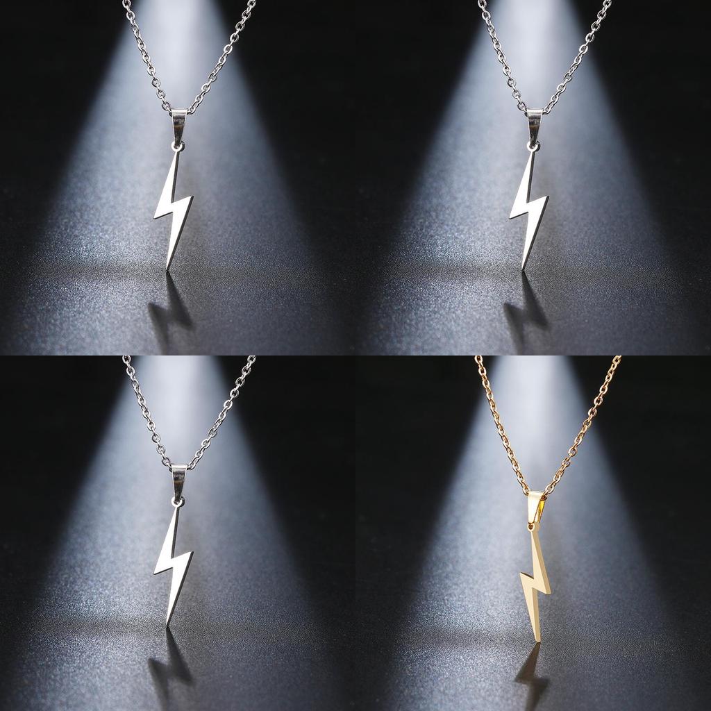 Trendy Stainless Steel Lightning Pendant Necklace For Men And Women With Electroplate Coating For Daily Use