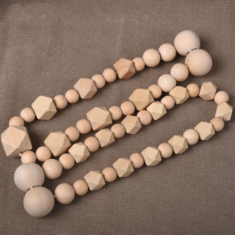 Vintage Wood Beaded Curtain Holders Tiebacks 6Pieces Set Window Drape Holdback for Bedroom and Living Room Decoration