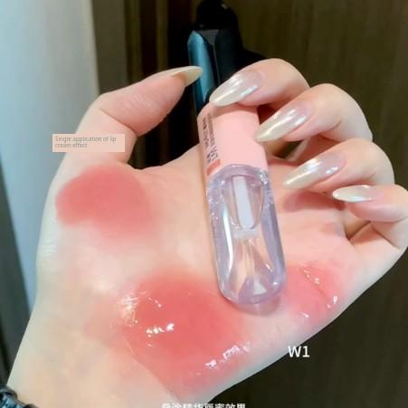 Mom's Natural Makeup Looks Like a Fresh-Faced Girl! Muke Shishi Double-Ended Lip Gloss W1 Nude Pink W4 Non-Stick Cup Korean Style Gray Pink W6