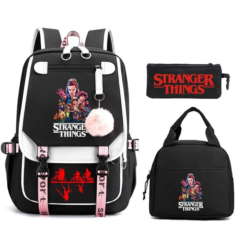 Trend Stranger Things Children'S Backpack Combination Three-Piece Male And Female Versatile Student School Bag