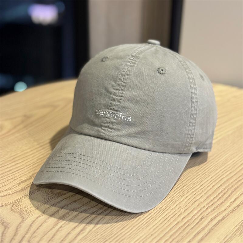 Autumn washed soft top simple small letter young students baseball cap street travel versatile face small curved brim hat
