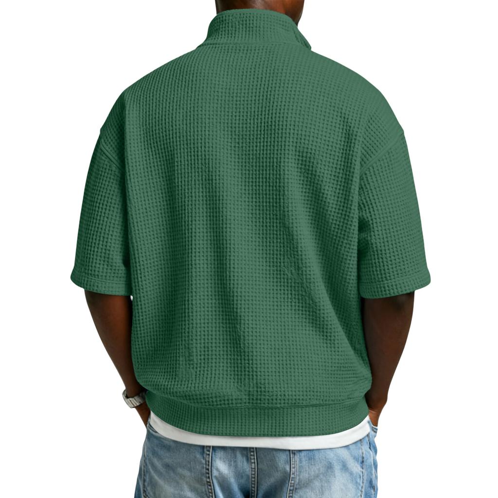 Men's Casual Quarter,Zip Short,Sleeve Top