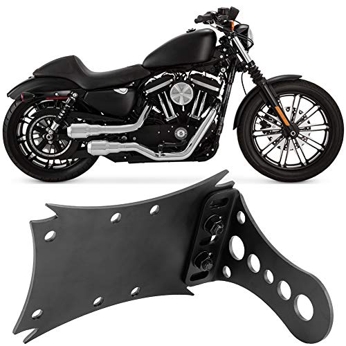 Motorcycle Retro Side Mount License Plate Holder Bracket - Aluminum Alloy, Universal Fit (22*13*6cm) (Black)