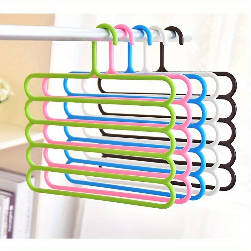 5-layer Pants Hanger Plastic Multi-Layer Pants Rack - Space-Saving, Anti-Slip, And Adjustable Design For Organizing Clothes, Scarves, And Accessories