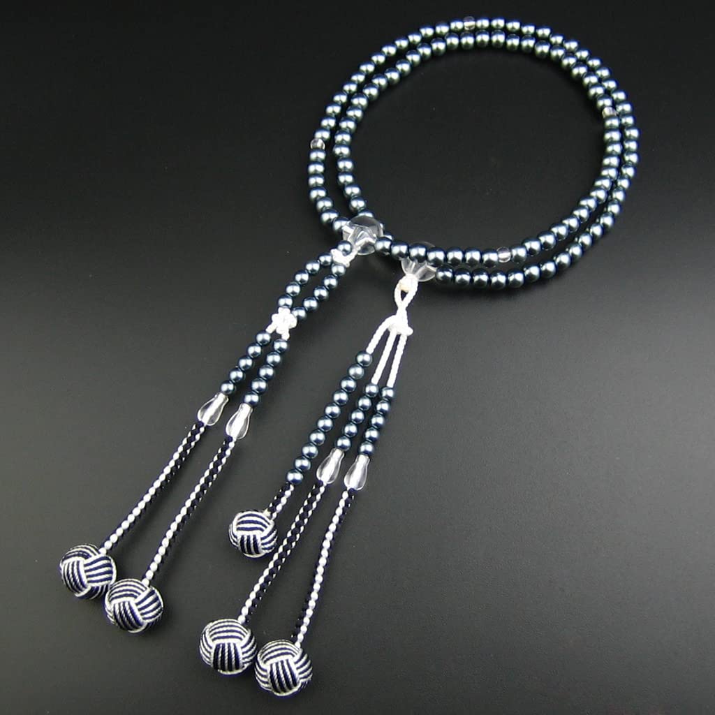 Myorenka Soka Gakkai Prayer Beads SGI Prayer Beads for Men and Women M Size PC Pearl Acrylic Crystal Tailored Temari Bun 2-Color (Black)