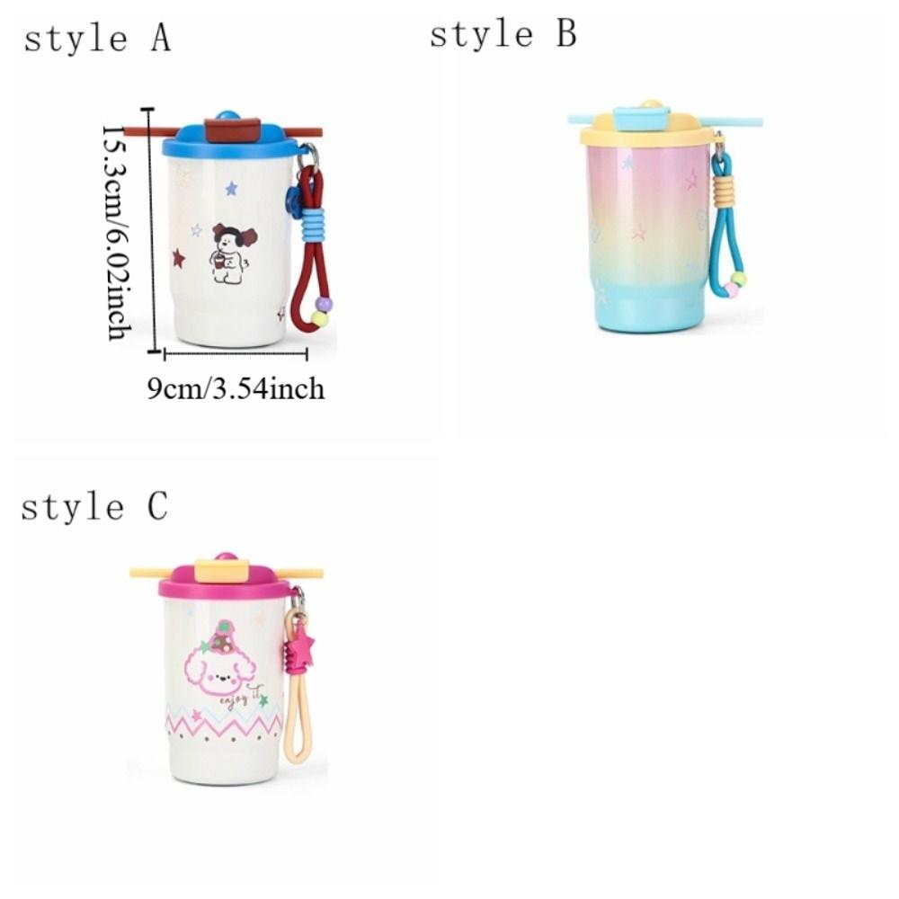 Leak-Proof Vacuum Straw Cup Cartoon Coffee Cup Portable Double Drink Insulated Cup  Daily Use