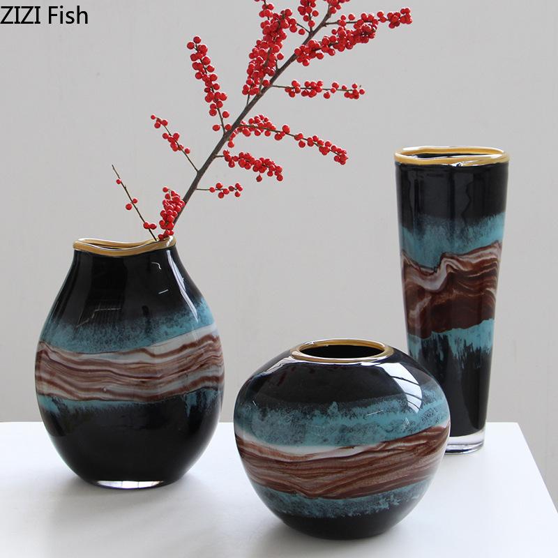 Creative Stained Glass Glass Vase Handicrafts Flower Pots Table Decoration Flowers Arrangement Floral Vases Room Aesthetic Decor
