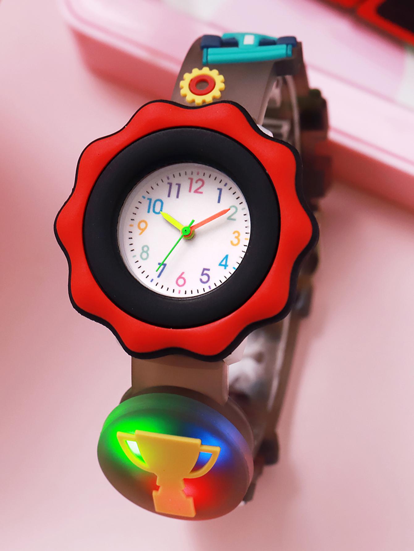 

Cute cartoon racing pattern cool lighting quartz watch, suitable for Christmas Halloween gifts, multi-color optional коричневый