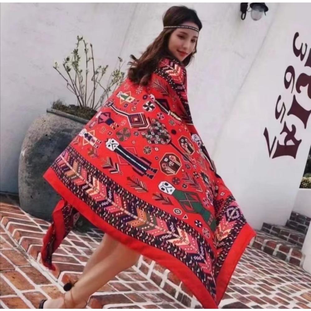 Chaka Salt Lake Great Northwest Tourism Ethnic Style Scarf Silk Scarf Women'S Summer Seaside Beach Shawl Sunscreen Thin