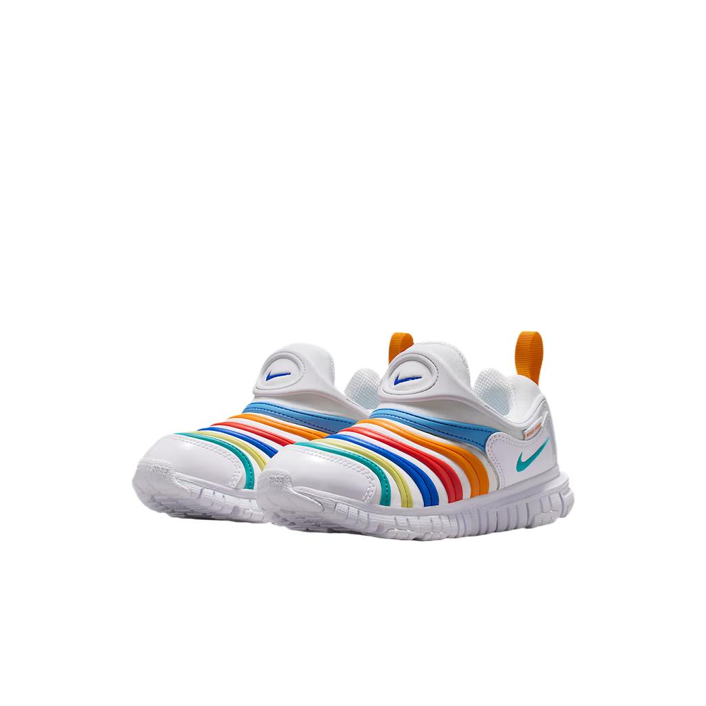 Nike Dynamo Free PS White Multi Kids Sneakers Limelight Hyper-Royal Dusty-Cactus 343738-106