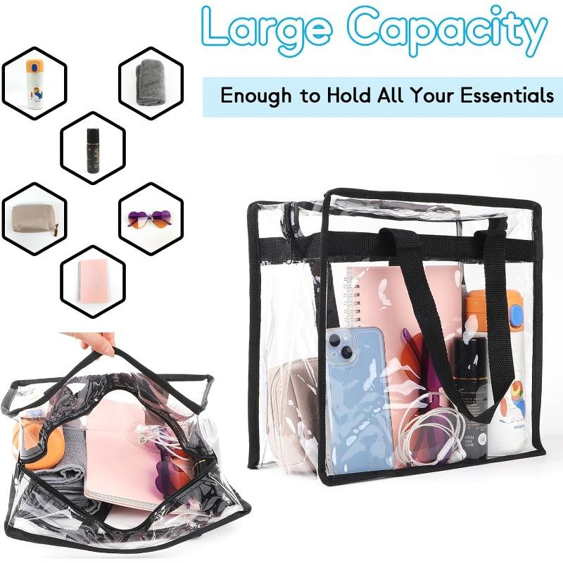 1/2pcs Clear Tote Bags with Zipper, Large Capacity Transparent Shoulder Bag, Waterproof Multipurpose Totes for Daily Use