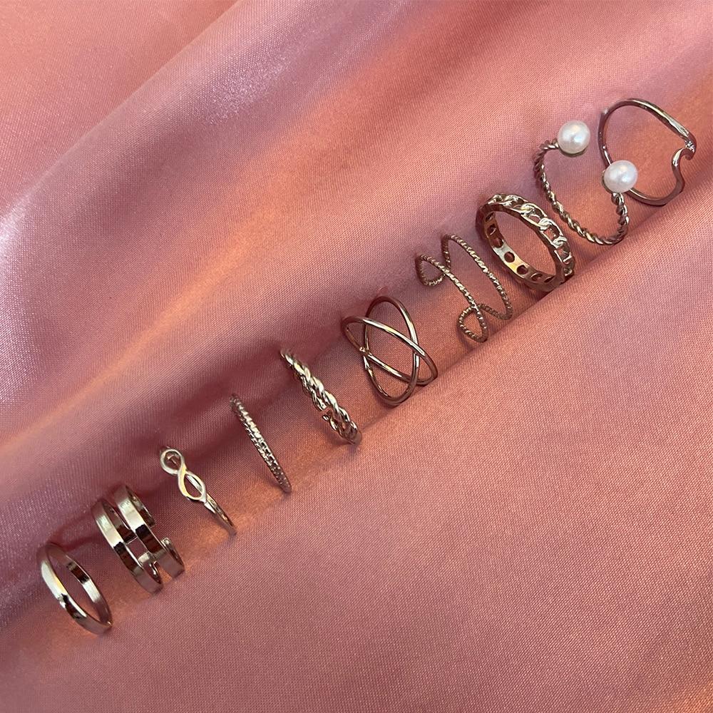 

IF ME Punk Vintage Silver Color Chain Butterfly Flower Ring Set для женщин Gothic Anillos Hip Hop Y2k Корейская мода Мужской подарок Ювелирные изделия 51184