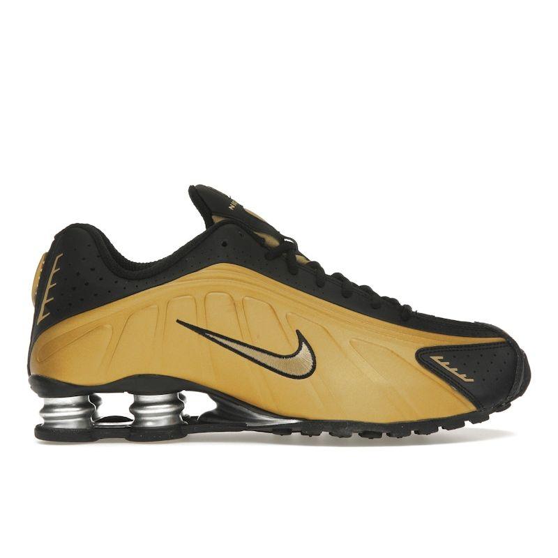 Nike  Shox R4 Black Metallic Gold Women Sneakers Metallic-Silver AR3565-005