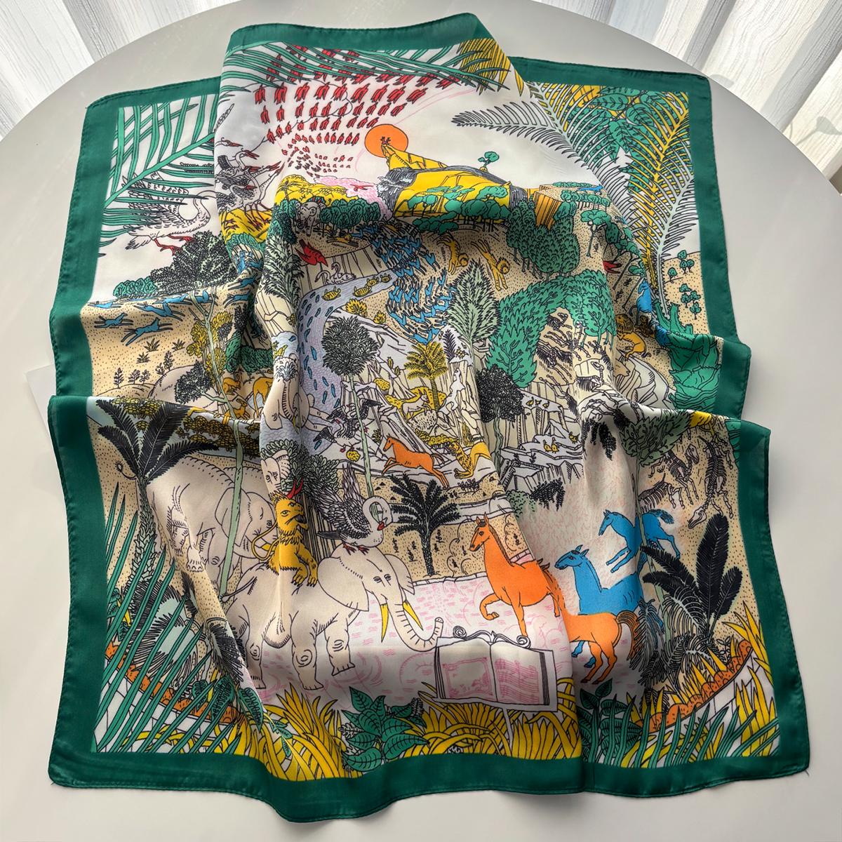 

Women Square Scarf Silk Imitation Fashion Print Neckerchief Bandana Lady Shawl Scarves Wrap Head Hair Band Ties