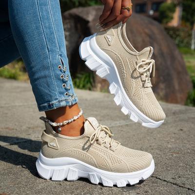 Mode 2025 Neue Damen-Sneakers Mesh Outdoor Damen Laufschuh Schnürung Atmungsaktive Plateauschuhe Strapazierfähige Schuhe für Damen Übergröße
