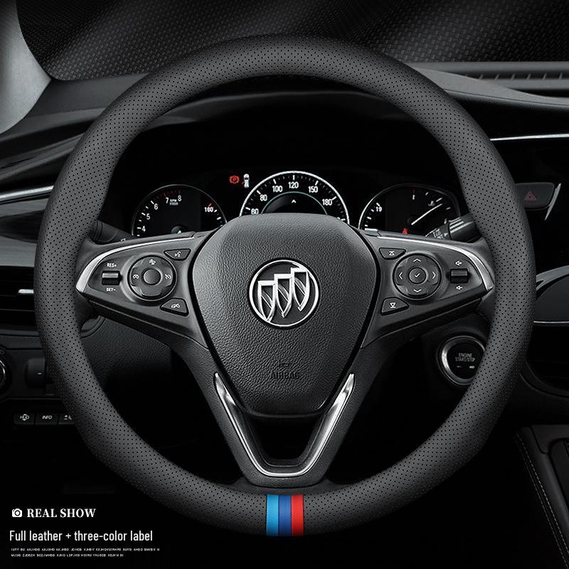 Premium Leather Steering Wheel Cover for Buick: Envision, Regal, LaCrosse, Excelle, Encore, GL6, Carbon Fiber Design
