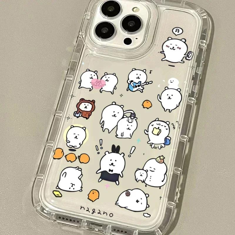 Shockproof Clear Phone Case For iPhone 17 Air 16 E 15 14 13 12 11 Pro Max Plus Mini SE 2020 2022 Lovely Fun White Bear Cover